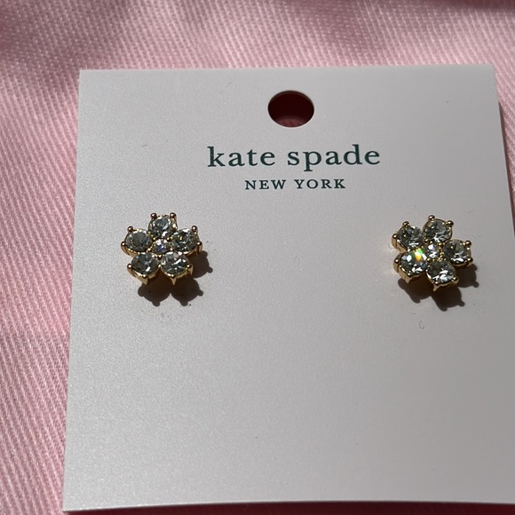 Kate Spade Earrings rhinestone flower clear/gold NWT - Picture 4 of 6